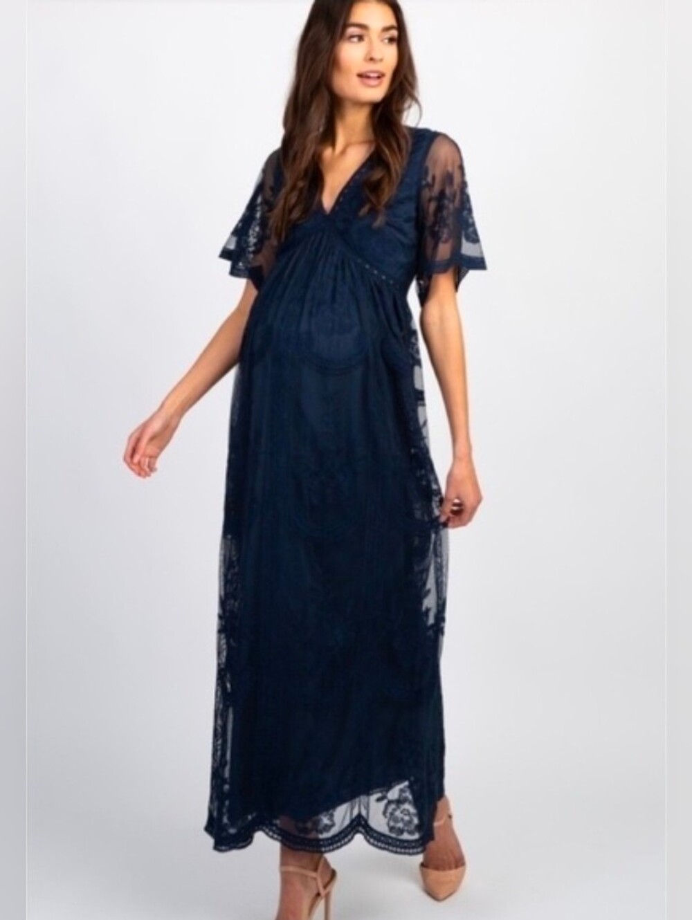 Vanilla Bay from‎ PinkBlush Navy Lace Maxi Dress Women’s Maternity Dress XL
